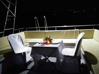 Candle light dinner on yacht