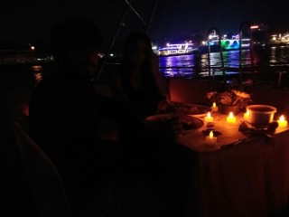 Candle light dinner on yacht