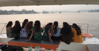 Girls party on catamaran